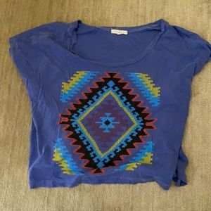 Navajo Print Blue Crop Top
